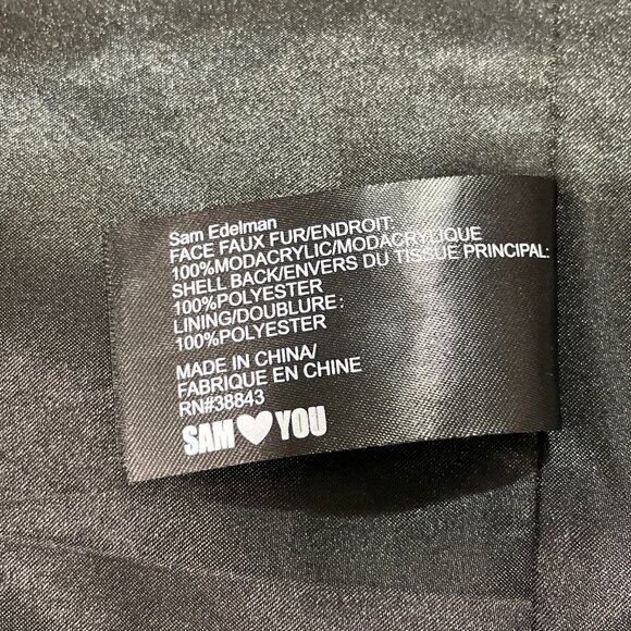 SAM EDELMAN NEW Faux Fur Plaid Long Sleeve Coat Black/Royal/Purple Size L - Picture 9 of 10